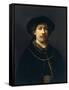 Self-Portrait with a Hat and Two Chains-Rembrandt van Rijn-Framed Stretched Canvas