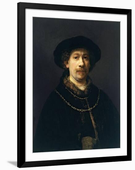 Self-Portrait with a Hat and Two Chains-Rembrandt van Rijn-Framed Giclee Print