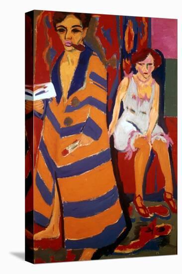 Self Portrait with a Model, 1907-Ernst Kirchner-Stretched Canvas