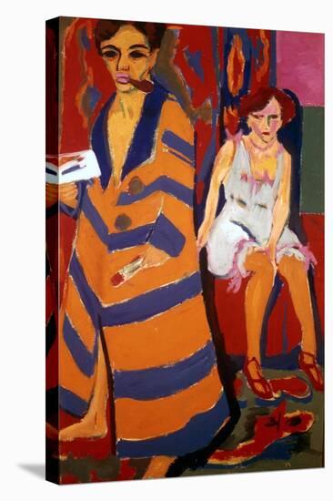 Self Portrait with a Model, 1907-Ernst Kirchner-Stretched Canvas