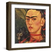 Self Portrait with a Monkey, c.1940 (detail)-Frida Kahlo-Framed Art Print