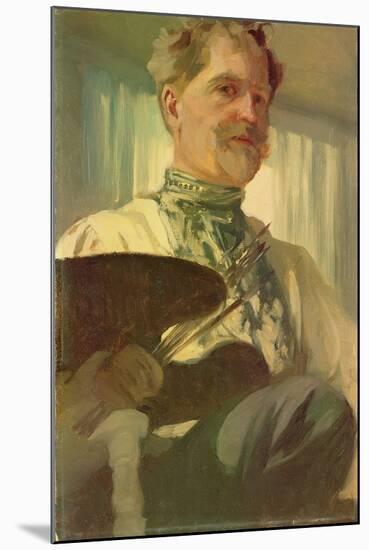 Self Portrait with a Palette, 1907-Alphonse Mucha-Mounted Giclee Print