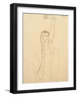 Self Portrait with a Raised Arm and Red Mouth, 1909-Egon Schiele-Framed Giclee Print