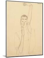 Self Portrait with a Raised Arm and Red Mouth, 1909-Egon Schiele-Mounted Giclee Print