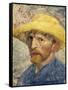 Self-Portrait with a Straw Hat-Vincent van Gogh-Framed Stretched Canvas