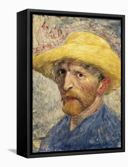 Self-Portrait with a Straw Hat-Vincent van Gogh-Framed Stretched Canvas