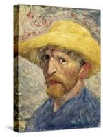 Self-Portrait with a Straw Hat-Vincent van Gogh-Stretched Canvas