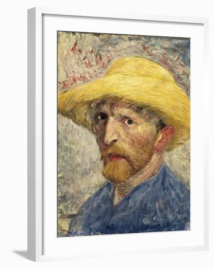 Self-Portrait with a Straw Hat-Vincent van Gogh-Framed Art Print