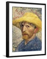 Self-Portrait with a Straw Hat-Vincent van Gogh-Framed Art Print