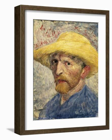 Self-Portrait with a Straw Hat-Vincent van Gogh-Framed Art Print