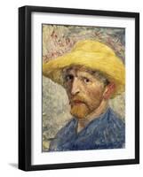 Self-Portrait with a Straw Hat-Vincent van Gogh-Framed Art Print