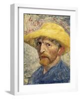 Self-Portrait with a Straw Hat-Vincent van Gogh-Framed Art Print