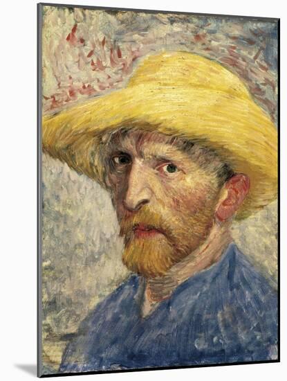 Self-Portrait with a Straw Hat-Vincent van Gogh-Mounted Art Print