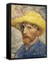 Self-Portrait with a Straw Hat-Vincent van Gogh-Framed Stretched Canvas