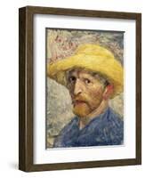 Self-Portrait with a Straw Hat-Vincent van Gogh-Framed Art Print