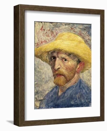 Self-Portrait with a Straw Hat-Vincent van Gogh-Framed Art Print