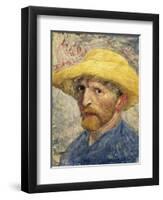 Self-Portrait with a Straw Hat-Vincent van Gogh-Framed Art Print