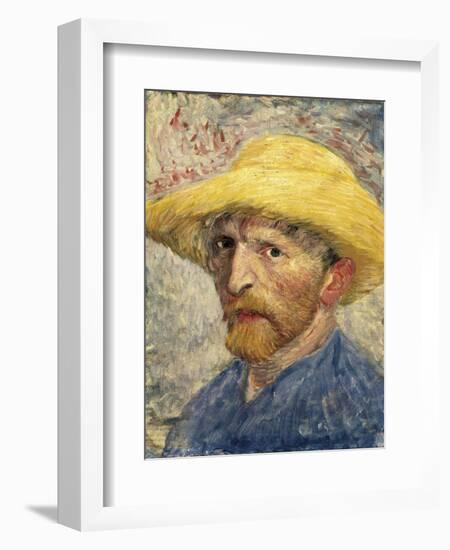 Self-Portrait with a Straw Hat-Vincent van Gogh-Framed Art Print