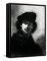 Self Portrait with a Velvet Beret-Rembrandt van Rijn-Framed Stretched Canvas