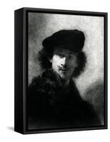 Self Portrait with a Velvet Beret-Rembrandt van Rijn-Framed Stretched Canvas