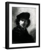 Self Portrait with a Velvet Beret-Rembrandt van Rijn-Framed Giclee Print