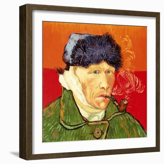 Self Portrait with Bandaged Ear and Pipe, 1889-Vincent van Gogh-Framed Premium Giclee Print