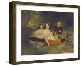 Self-Portrait with Baroness Yekaterina Meller-Zakomelskaya and Her Daughter in a Boat, 1833-1835-Karl Pavlovich Briullov-Framed Giclee Print