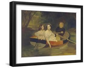 Self-Portrait with Baroness Yekaterina Meller-Zakomelskaya and Her Daughter in a Boat, 1833-1835-Karl Pavlovich Briullov-Framed Giclee Print