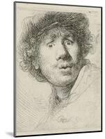 Self-portrait with beret and wide-eyed, 1630-Rembrandt Harmensz. van Rijn-Mounted Giclee Print