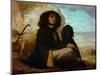 Self-Portrait with Black Dog-Gustave Courbet-Mounted Giclee Print