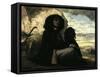 Self-Portrait with Black Dog-Gustave Courbet-Framed Stretched Canvas
