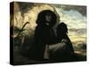 Self-Portrait with Black Dog-Gustave Courbet-Stretched Canvas