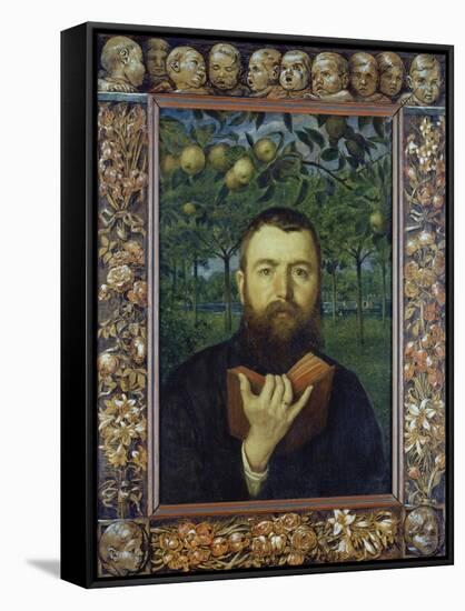 Self Portrait with Book, 1880-Hans Thoma-Framed Stretched Canvas