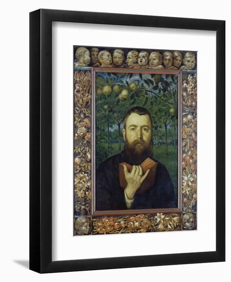 Self Portrait with Book, 1880-Hans Thoma-Framed Giclee Print