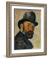 Self-Portrait with Bowler Hat (Sketch), 1885-1886-Paul Cézanne-Framed Giclee Print