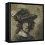 Self Portrait with Cap of Feathers and a Whitecollar-Rembrandt van Rijn-Framed Stretched Canvas