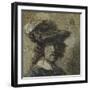 Self Portrait with Cap of Feathers and a Whitecollar-Rembrandt van Rijn-Framed Giclee Print