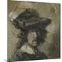 Self Portrait with Cap of Feathers and a Whitecollar-Rembrandt van Rijn-Mounted Giclee Print