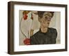 Self-portrait with Chinese lantern and fruits. Oil and body colour on wood (1912) 32.2 x 39.8 cm-Egon Schiele-Framed Giclee Print