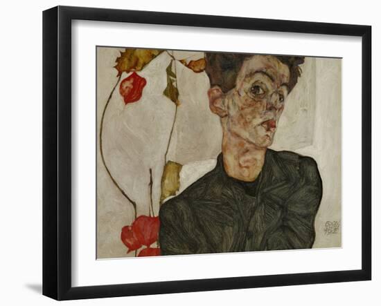 Self-Portrait with Chinese Lantern and Fruits-Egon Schiele-Framed Giclee Print