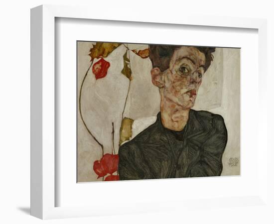 Self-Portrait with Chinese Lantern and Fruits-Egon Schiele-Framed Giclee Print