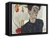 Self-Portrait with Chinese Lantern Plant-Egon Schiele-Framed Stretched Canvas