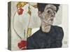 Self-Portrait with Chinese Lantern Plant-Egon Schiele-Stretched Canvas