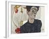 Self-Portrait with Chinese Lantern Plant-Egon Schiele-Framed Giclee Print