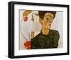 Self Portrait with Chinese Lanterns, c.1912-Egon Schiele-Framed Art Print