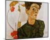 Self Portrait with Chinese Lanterns, c.1912-Egon Schiele-Mounted Art Print