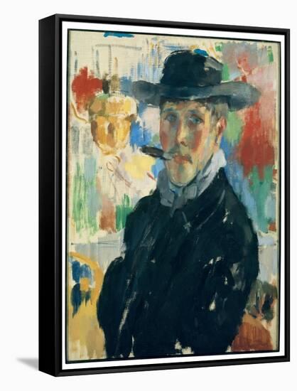 Self Portrait with Cigar, 1913 (Oil on Canvas)-Rik Wouters-Framed Stretched Canvas