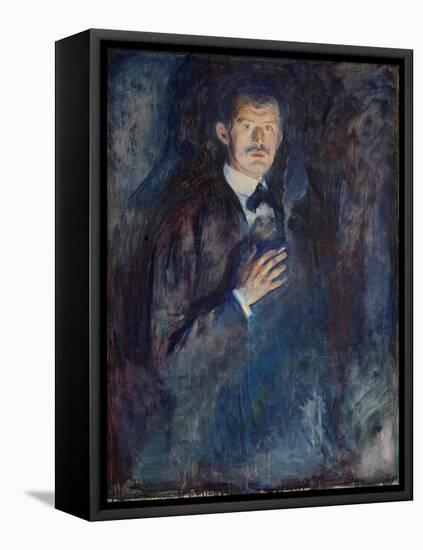 Self Portrait with Cigarette, 1895 (Oil on Canvas)-Edvard Munch-Framed Stretched Canvas