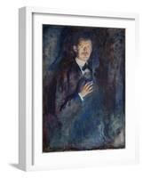 Self Portrait with Cigarette, 1895 (Oil on Canvas)-Edvard Munch-Framed Giclee Print