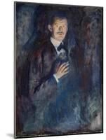 Self Portrait with Cigarette, 1895 (Oil on Canvas)-Edvard Munch-Mounted Giclee Print